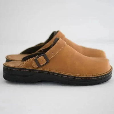 Men’s Comfy Leather Slippers – Cushioned Sole, Casual Fit
