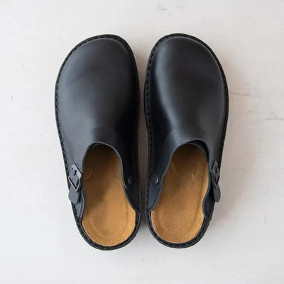 Men’s Comfy Leather Slippers – Cushioned Sole, Casual Fit