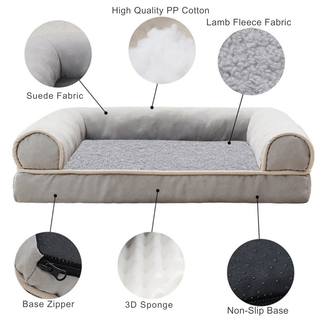 Comfy and Calming Dog Sofa Bolster Bed with Removable Washable Cover-Lumapick