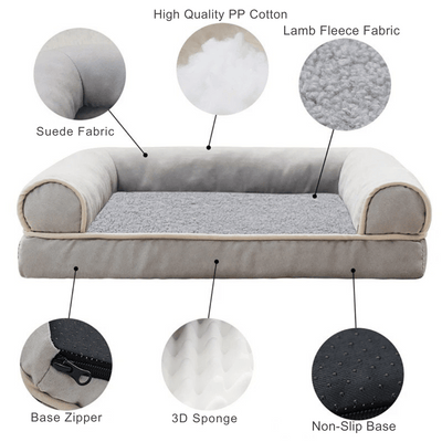 Comfy and Calming Dog Sofa Bolster Bed with Removable Washable Cover-Lumapick